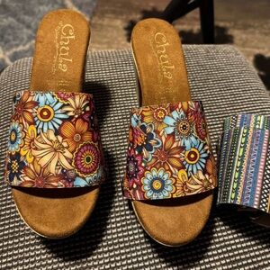 Chula Brown Suede Mules with Vibrant switch out tops